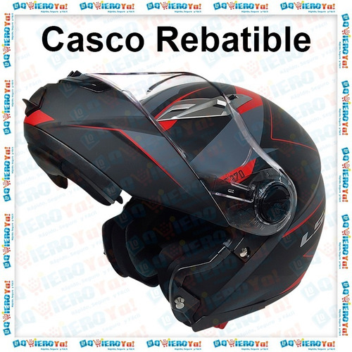 Imagen 2 de 9 de Casco Moto Rebatible Ls2 Doble Visor 370 Stripe Mate Black C/ Gráficas