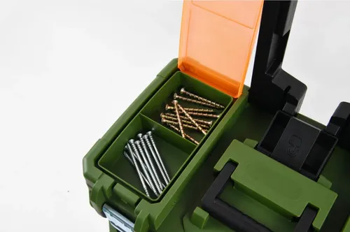 Carro Caja Herramientas Ruedas Desmontable Set Valija Bauker Verde Musgo