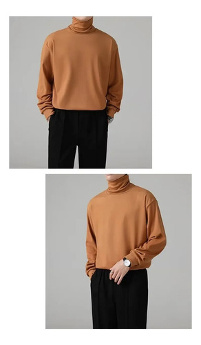 Camiseta De Terciopelo De Manga Larga Con Cuello Alto Para H