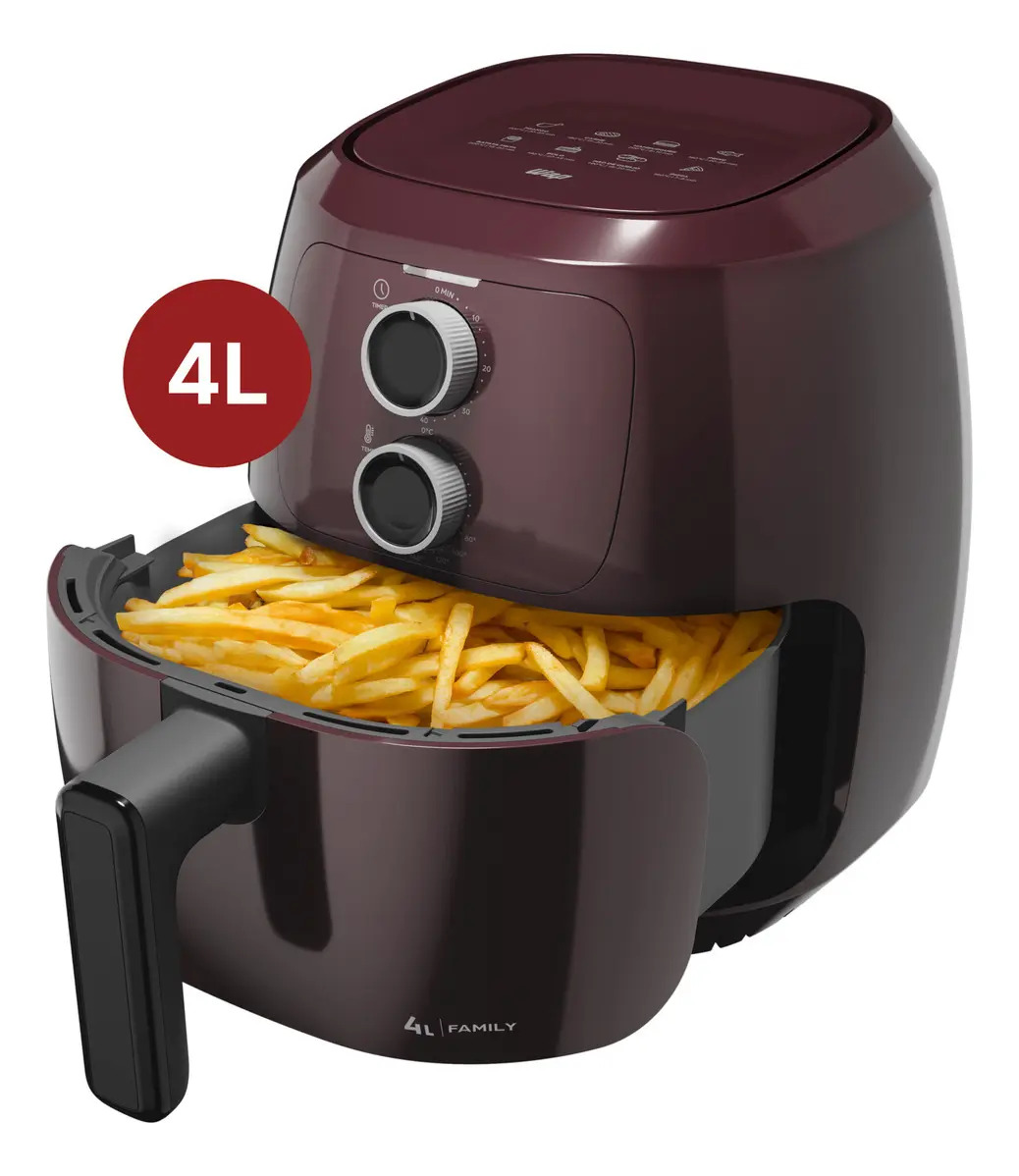 Fritadeira Elétrica WAP Air Fryer Family 4L Antiaderente Vermelha 1500W