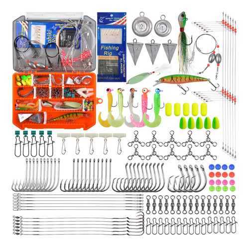 Kit De Pesca Agua Salada 160 Pzs. Señuelos Plantillas Plomos