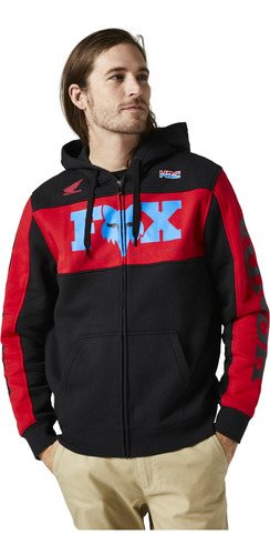 Campera Buzo Zip Fleece Fox  Honda Original Negro #28996-017