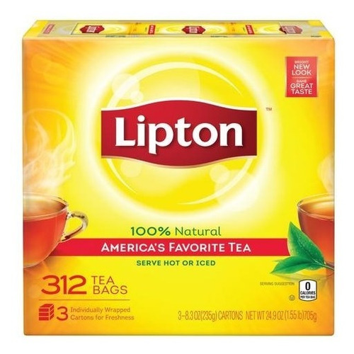 Lipton De Té Negro 312 Sobres Aromática Sabor Natural Import