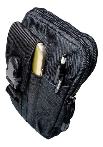 Pouch Sistema Molle Cinturón Riñonera Porta Celular Negro