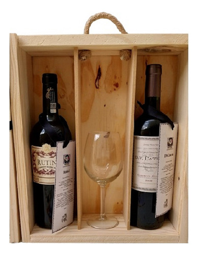 Giftbox Duo Clasico Vinicola Caja Madera Rutini Catena Copa