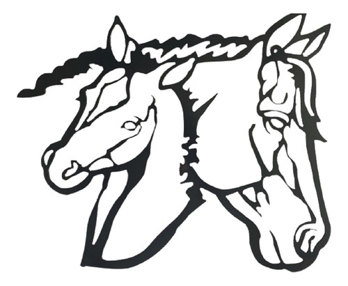 Escultura Cavalos Em Ferro Preto Artesanal Rústico Parede