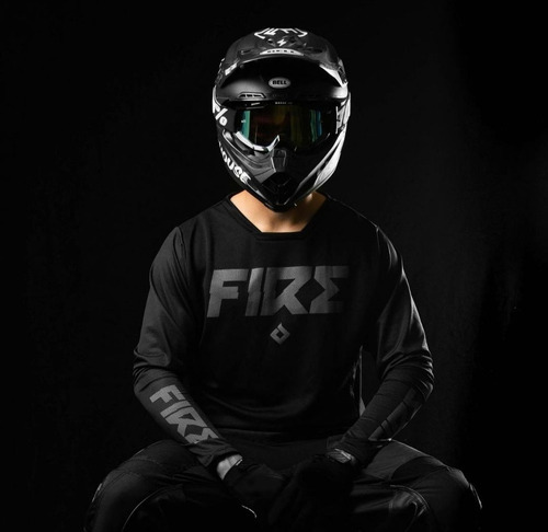 Imagen 6 de 10 de Conjunto Mx Motocross Fire Windline Black- All Motors Online