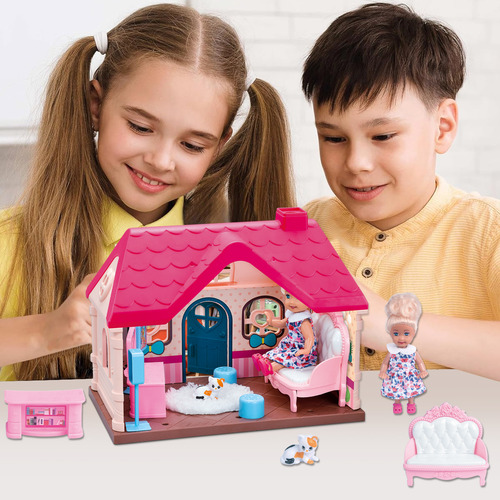 Camewin Casinha De Boneca Castelo Da Princesa Pet Parlour Com 1 Boneca 18.5*15*24.5cm