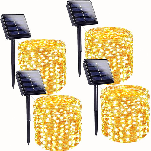 Paquete De 4 Tiras De 100 Luces Led Solares De 40 Pies Cada.