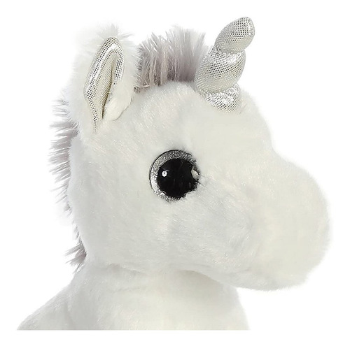 Imagen 6 de 10 de Peluche Unicornio Plateado Aurora Super Suave Felpa Juguete
