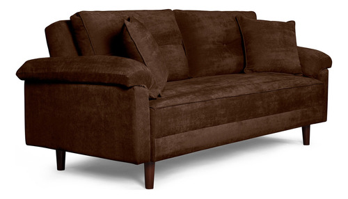 Sofá Cama Branson Makora Beehive De Velvet Color Chocolate