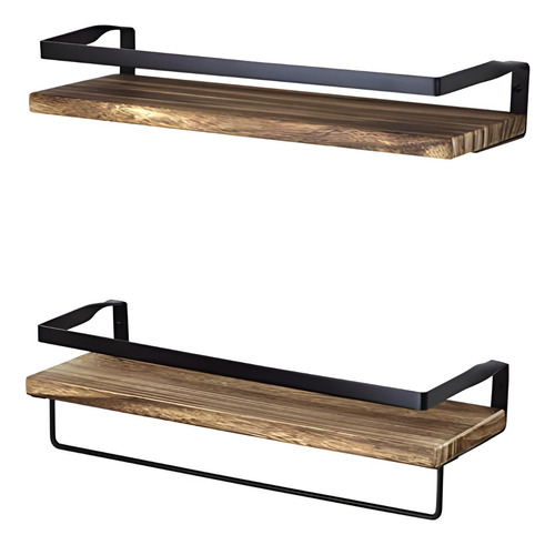 Estante/repisas Flotantes Modernas X2- Madera Maciza Y Metal