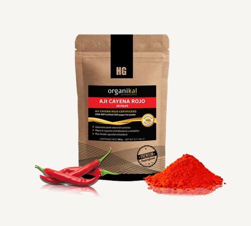 Aji Cayena Rojo En Polvo X 50gr Organikal