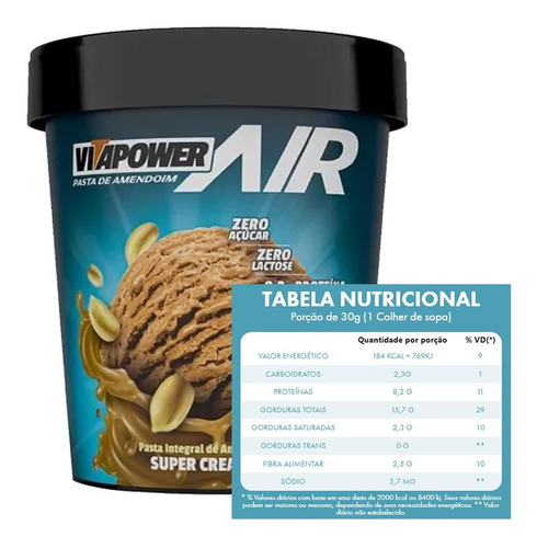 Pasta De Amendoim Integral Air Super Creamy - Vitapower 600g