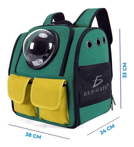 Bolsa Mochila Transportadora Perro Gato Portátil Viaje Ajustable Ergonomica Color Verde