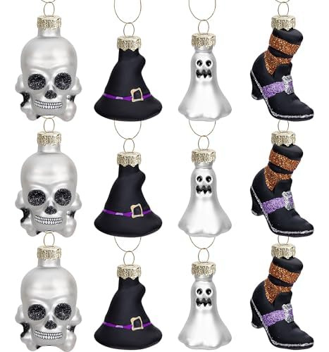 12pcs Day Of The Dead Glass Hanging Ornaments - Dia De ...