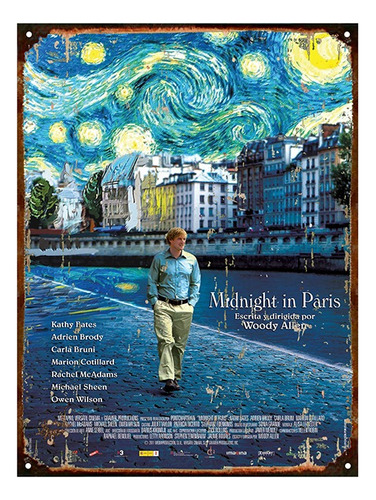 Cartel De Chapa Woody Allen Medianoche En Paris M984