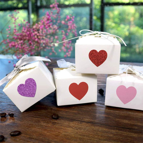 60 Calcomanías Stickers Foami Brillantina Corazones Valentin