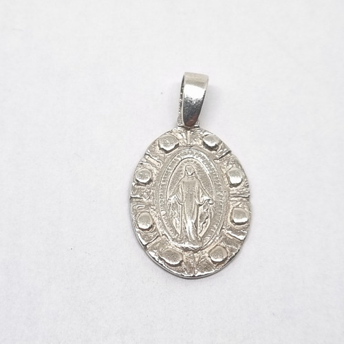 Imagen 2 de 8 de Dije Plata Ovalado Virgen Medalla Milagrosa Mediana
