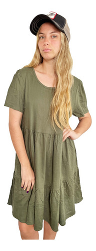 Vestido Lino Manga Corta