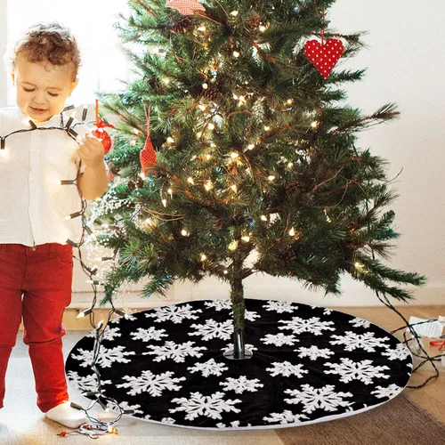 Faldón De Árbol De Navidad Con Estampado De Copos De Nieve D
