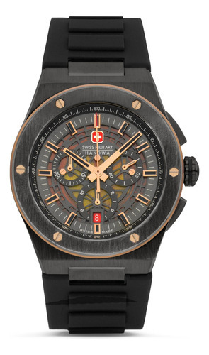 Reloj Swiss Military Smwgo0000941 Para Hombre Cronografo Color de la malla Negro Color del bisel Gris Color del fondo Gris