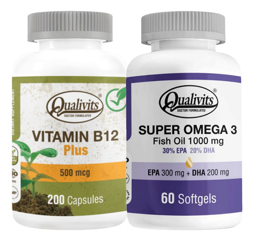 Vitamina B12 500 Mcg + Super Omega 3 X60 Qualivits Fish Oil