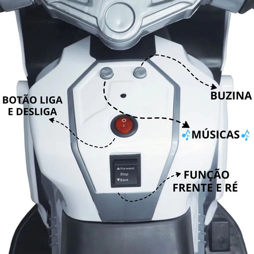 Mini Moto Elétrica Infantil Bateria 6v Bw044br Branca