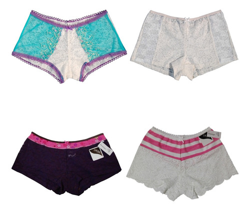 Set 4 Bóxer Dama Encaje Diferentes Modelos Floral Talla M