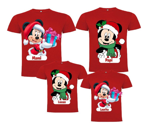 4poleras Familiares Navideñas Personalizadas Mickey Minnie 2