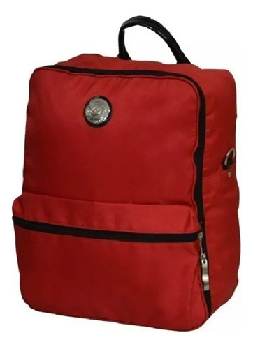 Mochila Maternal Bolso C/ Cambiador Porta Mamadera Reforzado Color Rojo Diseño De La Tela Liso