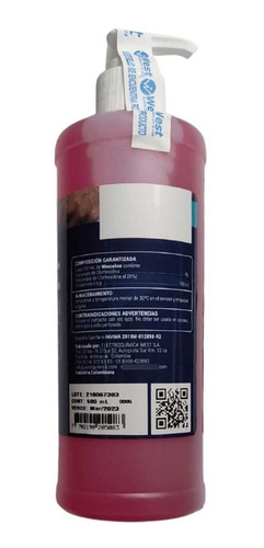 Imagen 2 de 2 de Wescohex Jabon Al 4% Clorhexidina Frasco X 500 Ml