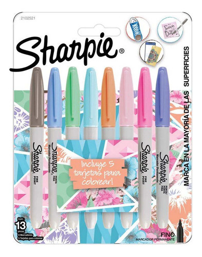 Set 8 Marcadores Sharpie Permanente Tonos Pastel