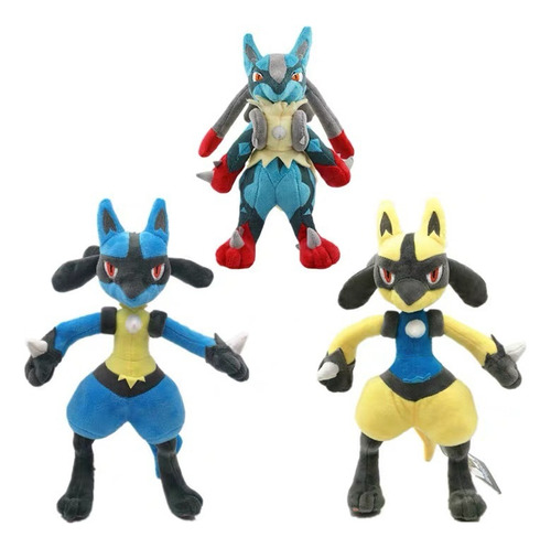 3 Pcs Peluche Gigante Lucario Regalo De Cumpleaños 30cm