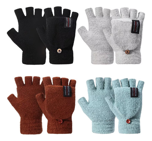 4pcs Guantes Sin Dedos De Punto Manoplas Guantes Con Tapa