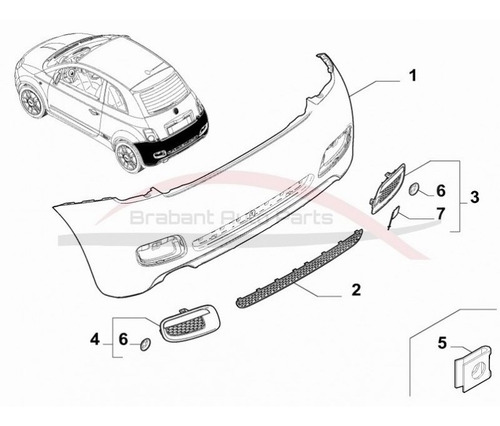 Fiat 500 Sport Original® - Paragolpes Trasero C/ O Sin Giros