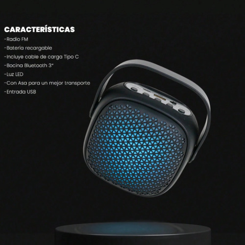 Mini Parlante Bluetooth Portátil Recargable Luces Led Fm Amarillo