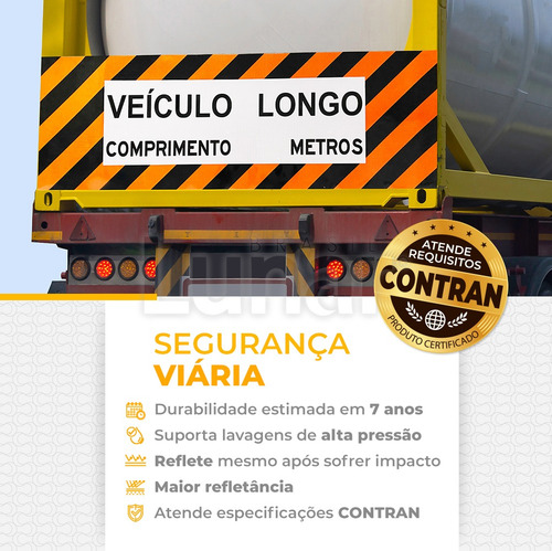 Imagem 2 de 9 de Faixa Refletiva Caminhão Veículo Longo Placa Traseira Dm