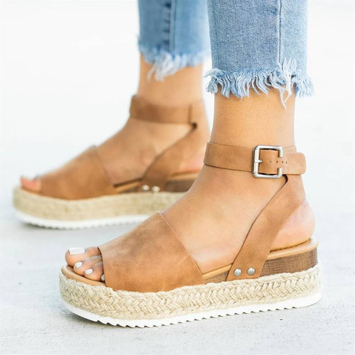 Sandalias Cómodas De Tacón De Cuña Y Cuerda De Cáñamo Para M