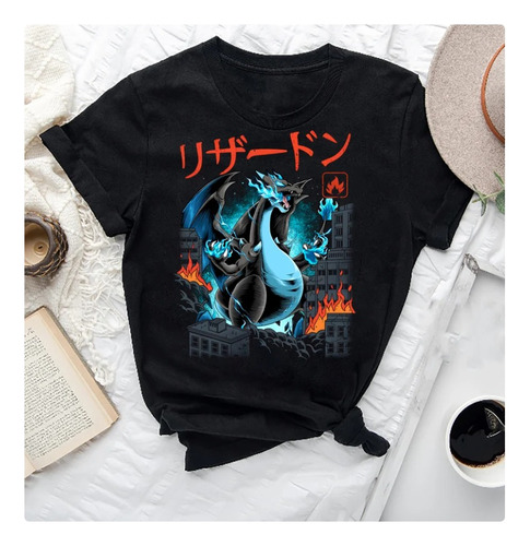 Polera Unisex Pokem Mega Charizard Anime Algodon Estampado