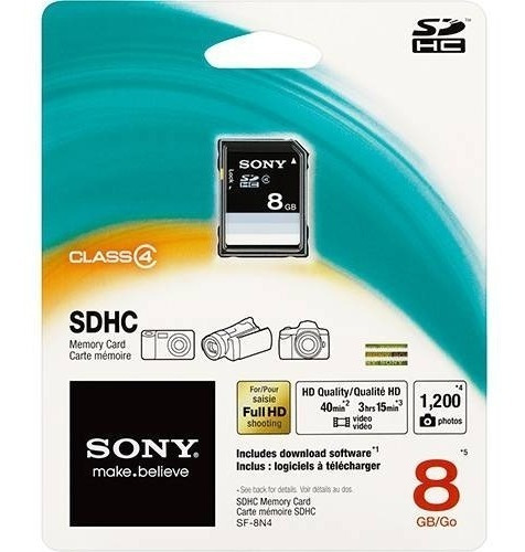 Cartão De Memoria 8gb Sdhc Sony Embalagem Lacrada (blister)