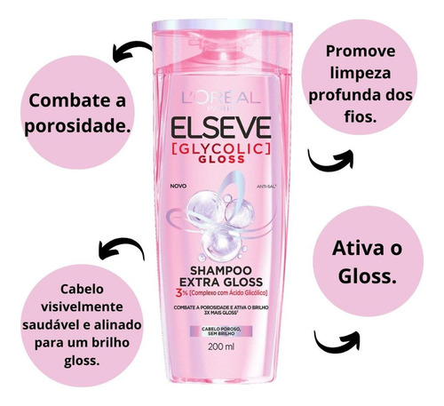 Shampoo Extra Gloss Elseve Glycolic Gloss 200ml