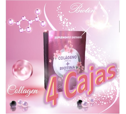 4 Cajas Biotina + Colágeno Fortalec - Unidad a $833