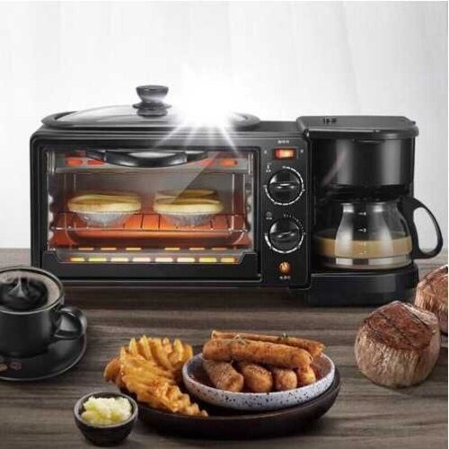 Máquina Para Hacer Desayuno 3 En 1 Horno Cafetera Sarten