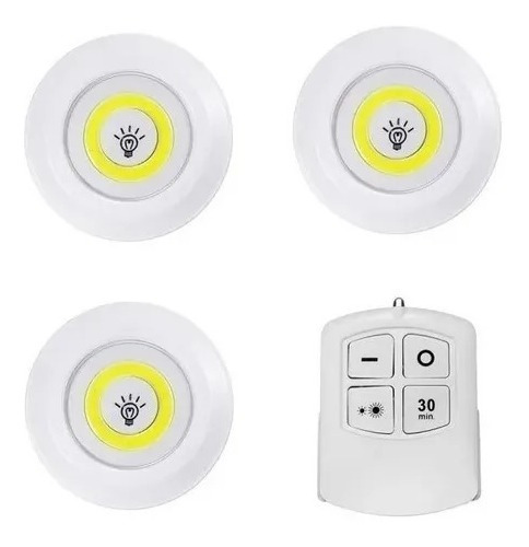 Set 3 Luz Led Inalambricas Control Remoto Timer Dimer 