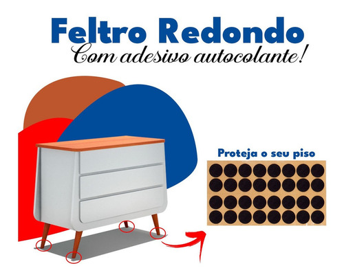 Imagem 3 de 8 de Protetor Kit 32 Feltro Adesivo Pé De Cadeira Sofá Mesa Piso