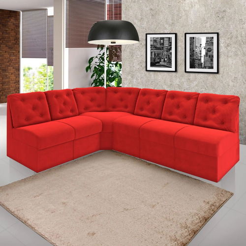 Sofá De Canto Vermelho 6 Lugares - 1,80 X 2,20