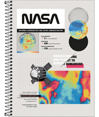 Caderno Nasa 10 Matérias Universitário Espiral 160 Folhas Cor Planeta