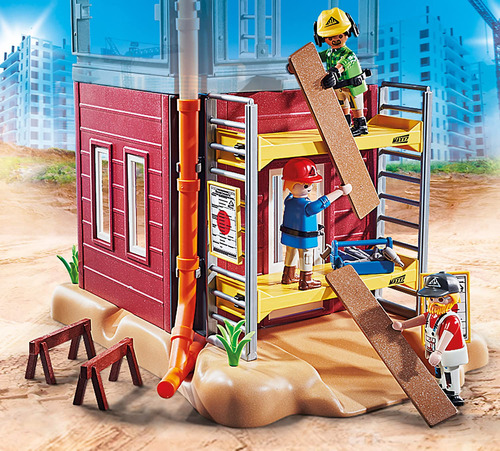 Andaime Toy Playmobil Com Trabalhadores Para Crianças De 5 A