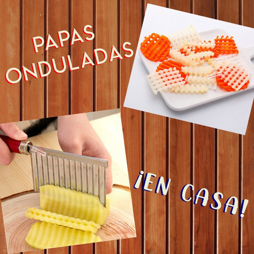 Cortador De Verduras Ondulado Papas Acero Inoxidable Yp-8803 Color Verde